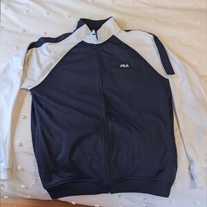 Fila Men's Navy and White track jacket, men's Large
